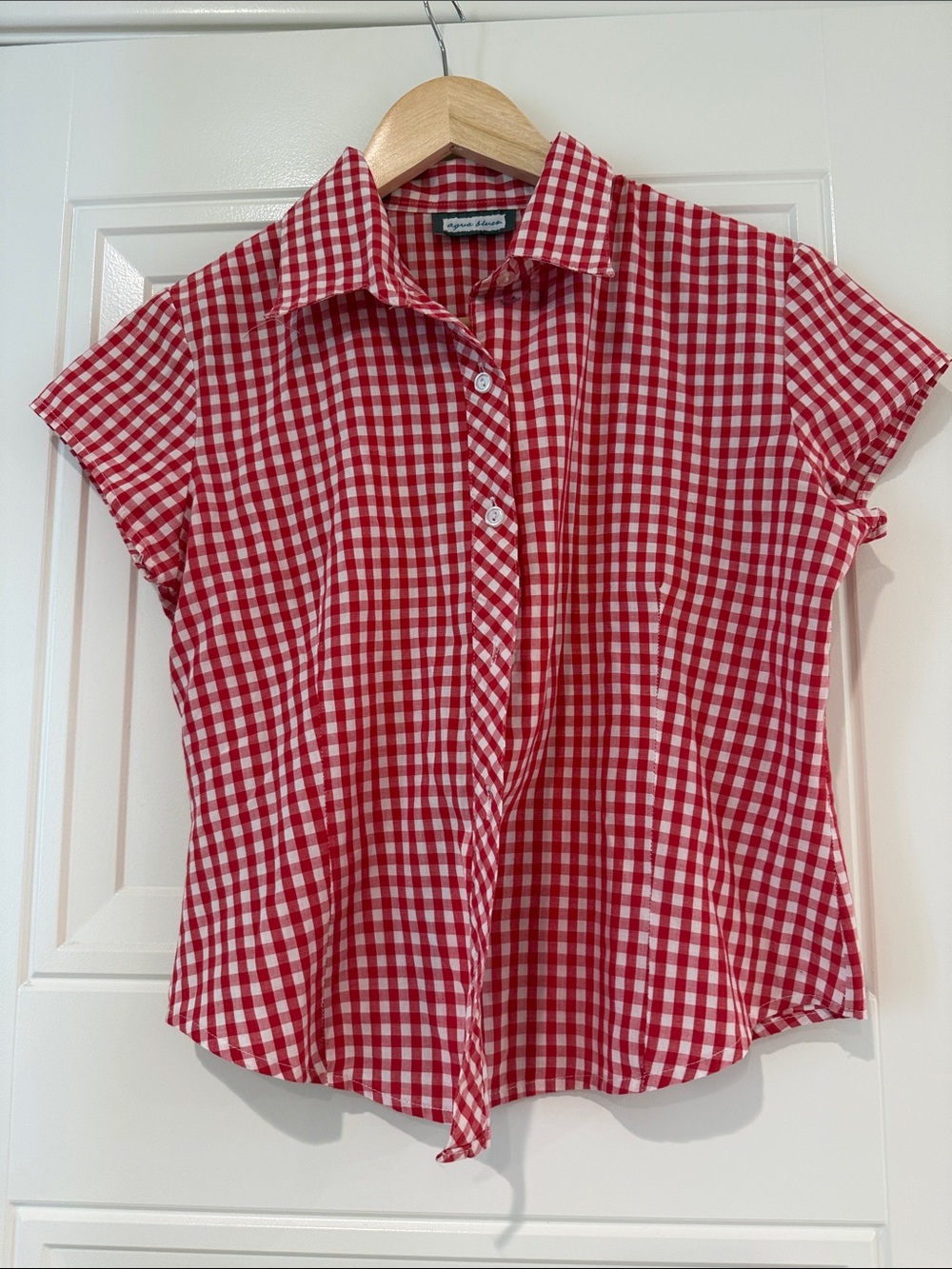 VTG Red & White Gingham Button-Up Shirt